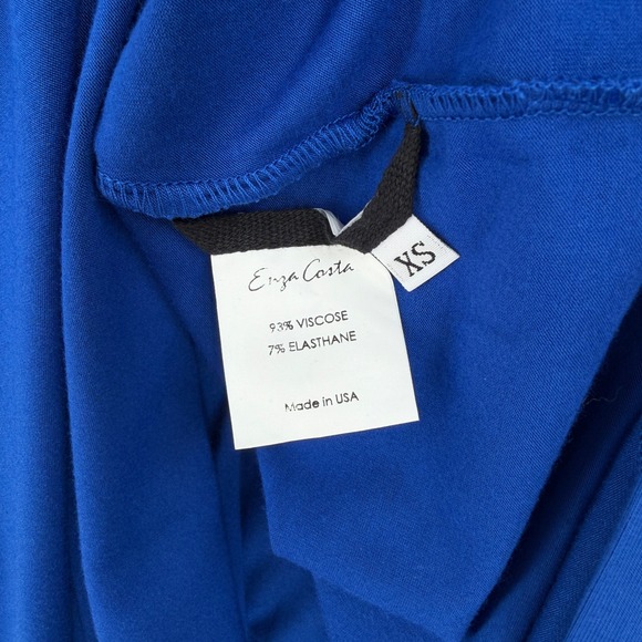 ENZA COSTA Jersey Midi Slip Dress Women XS Royal Blue Spaghetti Strap Luxury NEW - Picture 15 of 16